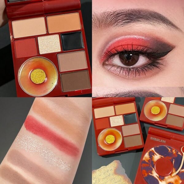 SHEGLAM Vinyl Pop Color Palette-Sunkissed Reverie 9-Color Shimmer Matte Eyeshadow Palette Color/Colour Evenly Pigmented  Smooth  Blendable Eyeshadow Brand Beauty Makeup Face...