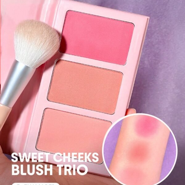 SHEGLAM Sweet Cheeks Blush Trio-Enamored 3-Clolor Powder Blush Palette Long Lasting High Pigment Pore-Less Matte Cheeks All-Day Blusher Pink Rosa Blus