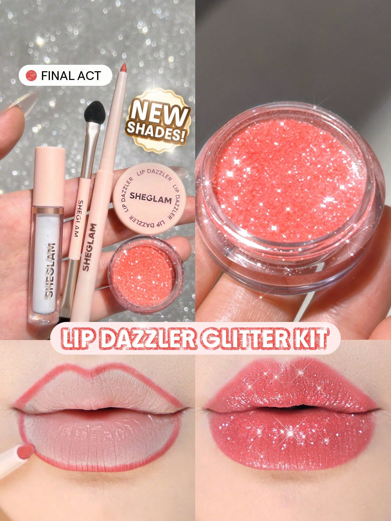 1749104938bcd1d8208ab8d0851a0649b539ebde82.jpg SHEGLAM Lip Dazzler Glitter Kit-Final Act Lip Combo Brand Beauty Makeup Face Paint Cosmetic For Women Girls Perfect For Spring Summer Ideal For Y2K Fa - Image 1