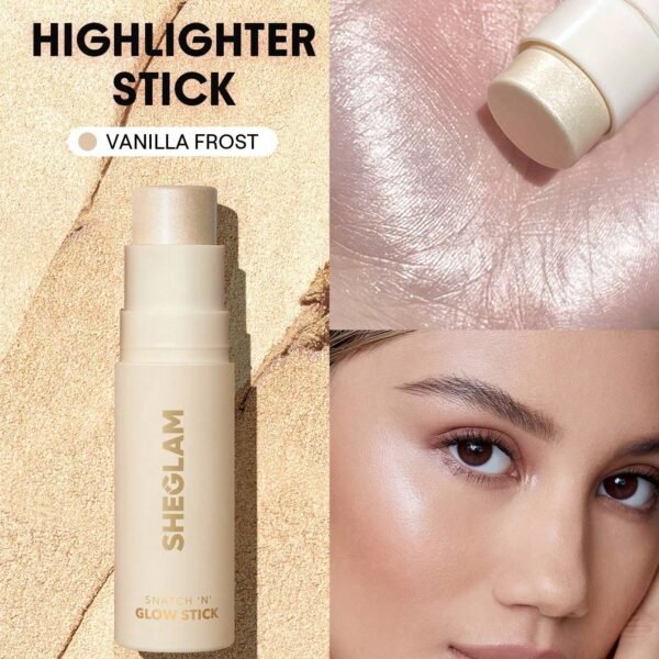 SHEGLAM Snatch 'N' Glow Stick-Vanilla Frost Cream Highlighter Makeup Stick Long Wear Brightening Non-Caking Highlighter Face Makeup White Highlighter