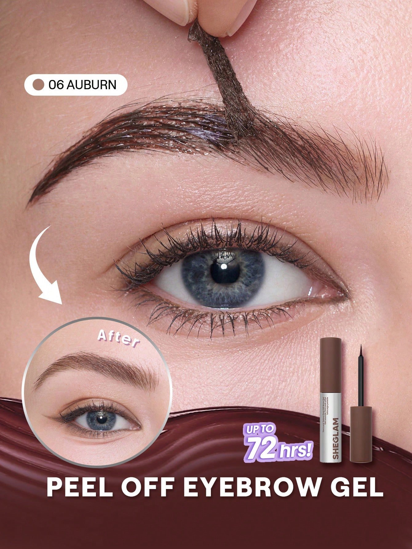 17696716047e6aaf5a55ef7556240deee6d041e9a0.jpg SHEGLAM Tint Lock Tattoo Peel Off Brow Gel-Auburn Brow Pomade Brand Beauty Makeup Face Paint Cosmetic For Women Girls Perfect For Spring Summer Ideal - Image 1